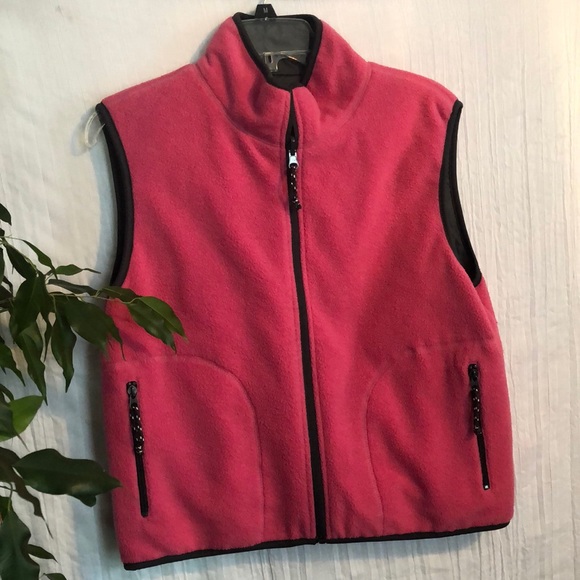 ADIRONDAK TRADING Co sie M hot pink/gray fleece vest front & inner zip - Picture 1 of 12